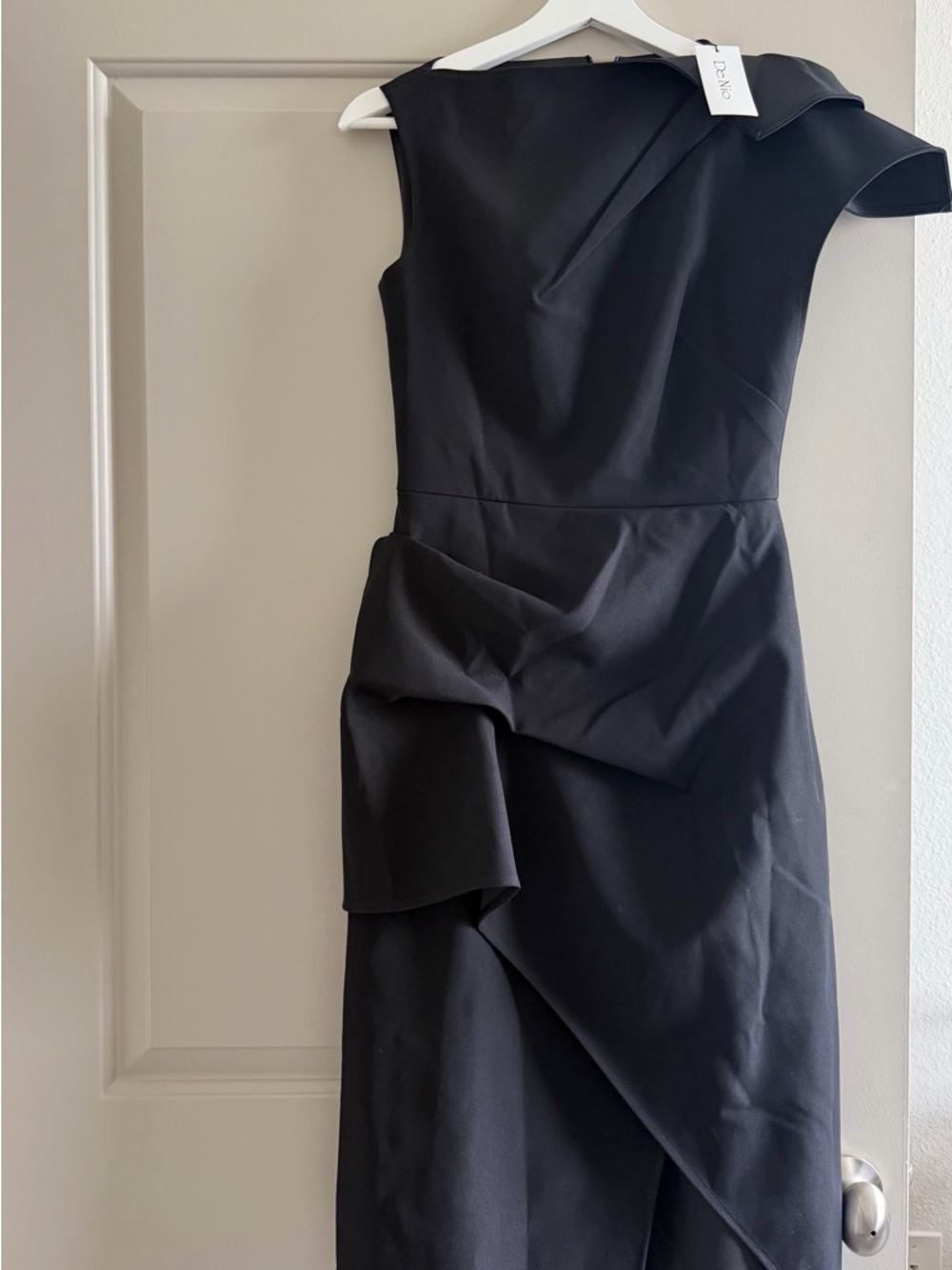 Denio Sleeveless Black Asymmetrical Midi Dress